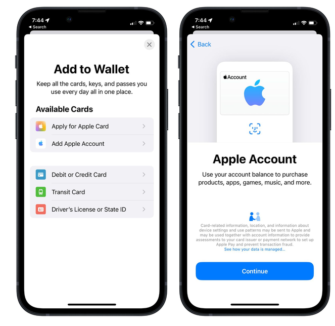 滑县苹果手机维修分享iOS 15.5钱包App如何添加 Apple 账户 